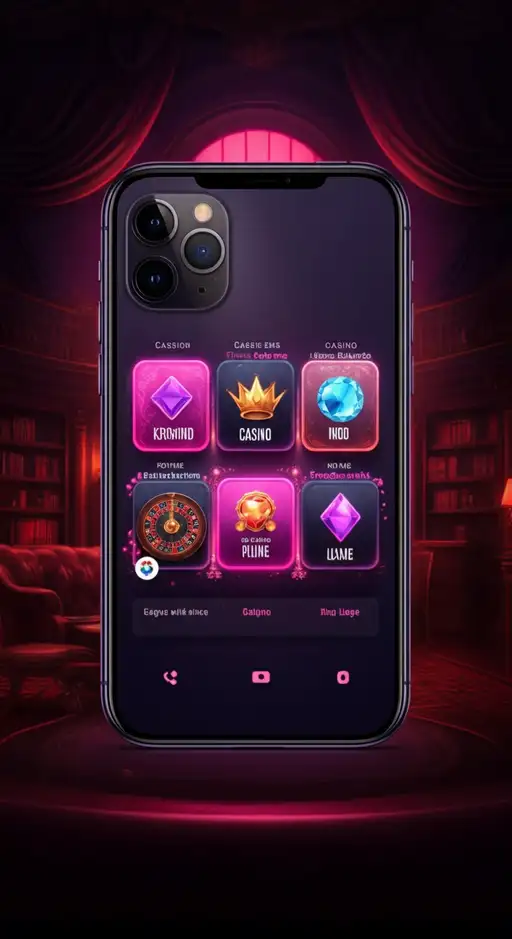 Moderne mobile Benutzeroberfläche des Nv5 Casino Casinos auf einem Smartphone mit aktiven Slots und Bonusangeboten